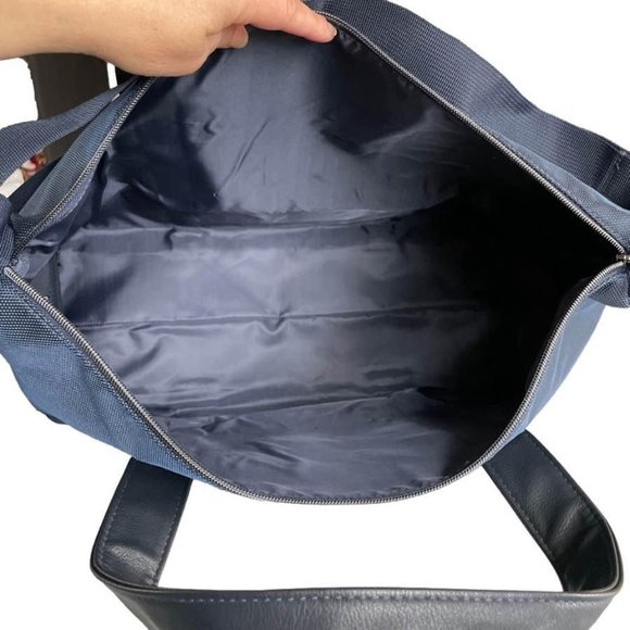 Jimmy Choo Navy Blue Canvas and Leather Trim Weekend Travel Bag - Picture 6 of 8